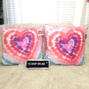 x2 LOVE WINS Girly Tie Dye Throw Pillow NWT